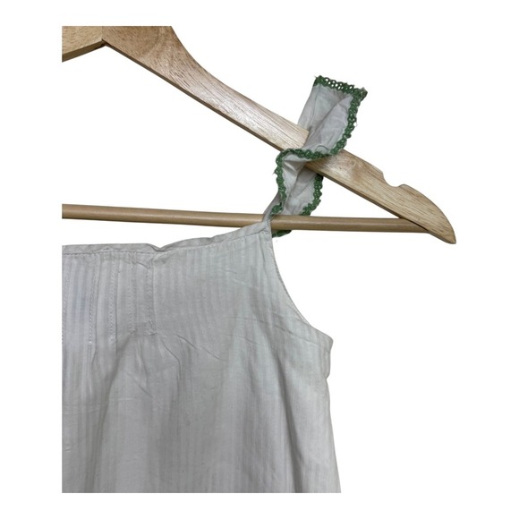 Gap Kids Girls White Striped Dress Green Embroidered Hem Sleeveless Size S - Picture 4 of 6